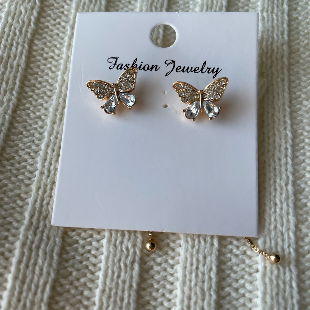 Fashion Jewelry Gold Butterfly Earrings